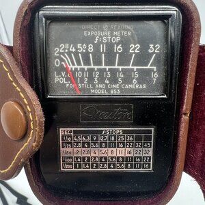 Vintage Weston Model 853 Light Meter Tested Working w/ Leather Case